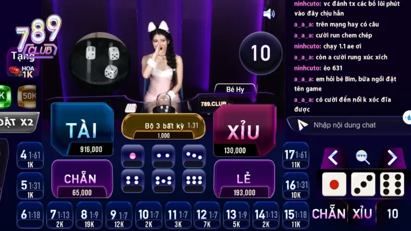 Trong game tài xỉu live stream 789club cung cấp nhiều cửa cược